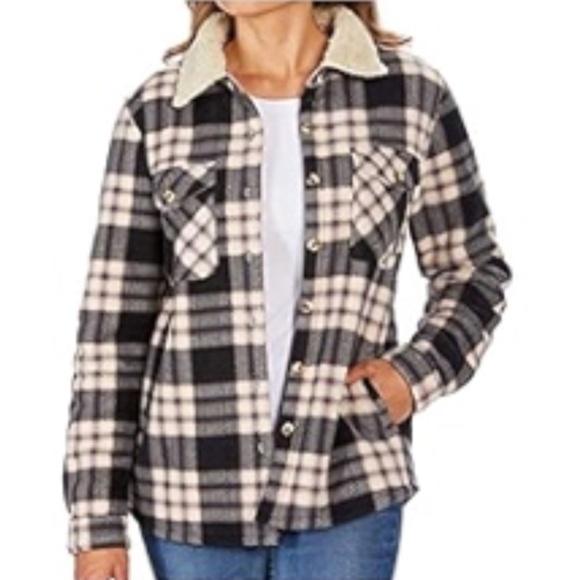 Soho Threads Shacket Fleece Super Plush Sherpa Lined Jacket Plaid M - Picture 1 of 16